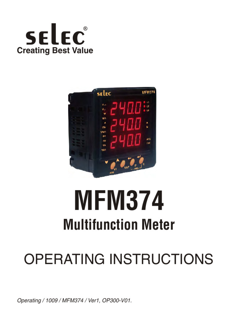 MFM374 Multifunction Meter Manual | PDF | Electrical Wiring | Scada
