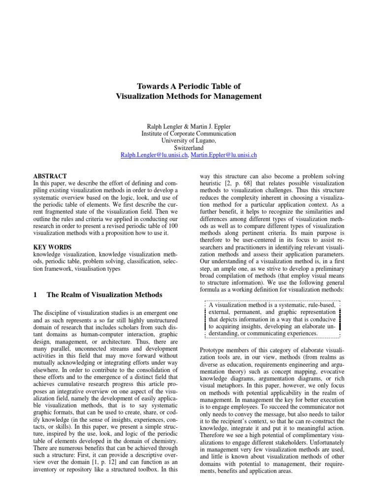 Towards A Periodic Table of Visualization Methods For Management | PDF