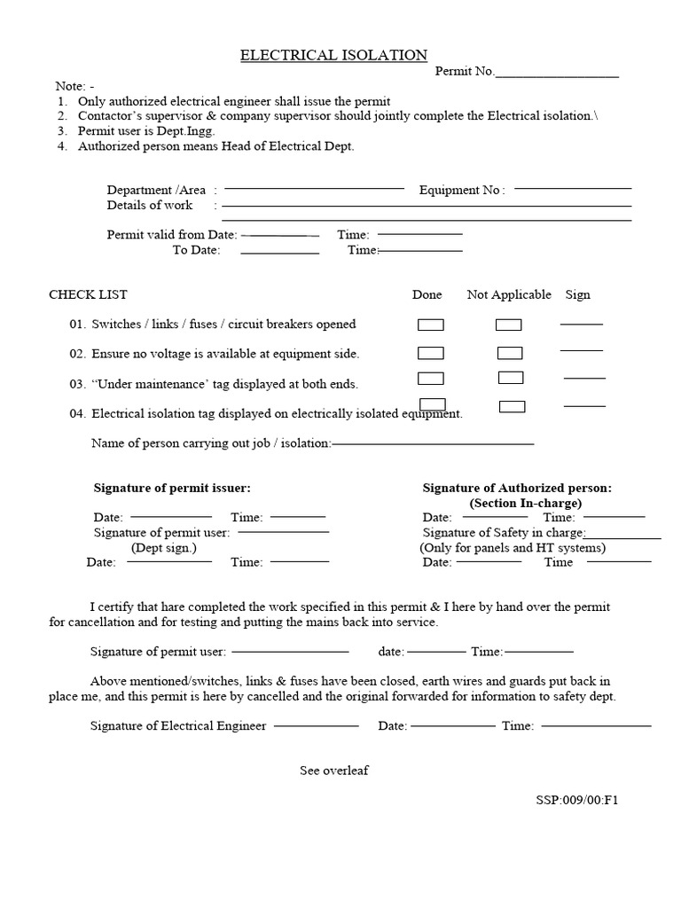 Electrical Isolation Permit Process | PDF | Fuse (Electrical ...