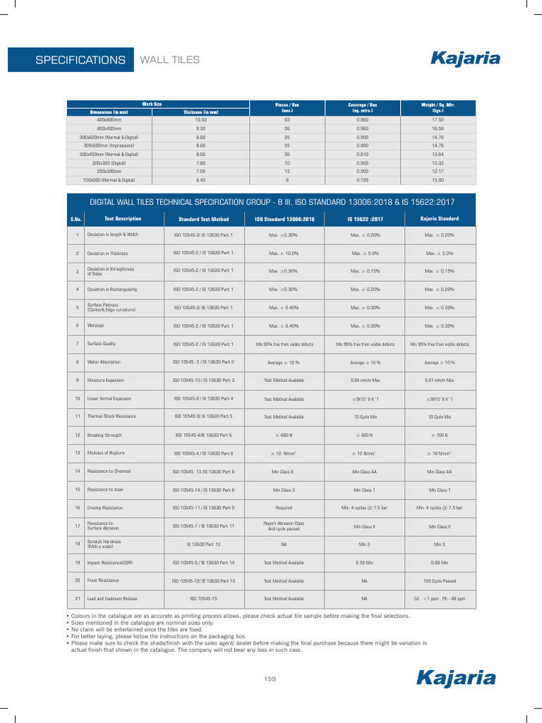 Digital Wall Tiles Specifications Guide | PDF | Building Engineering ...