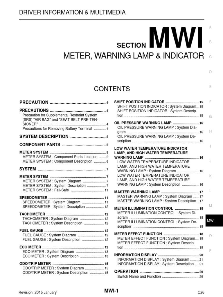 Meter, Warning Lamp & Indicator: Section | PDF | Airbag | Seat Belt