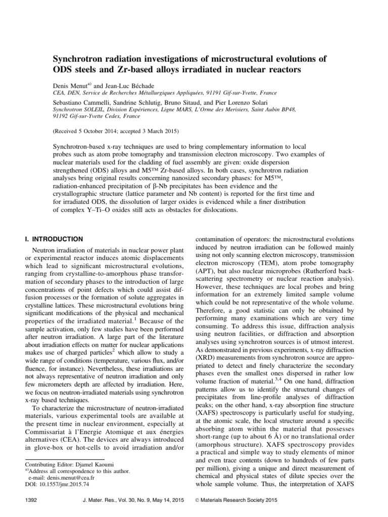 Menut 2015 | PDF | X Ray Crystallography | Nuclear Fuel