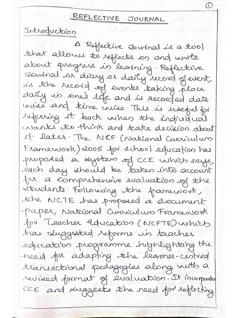 Introduction- Reflective Journal Record | PDF