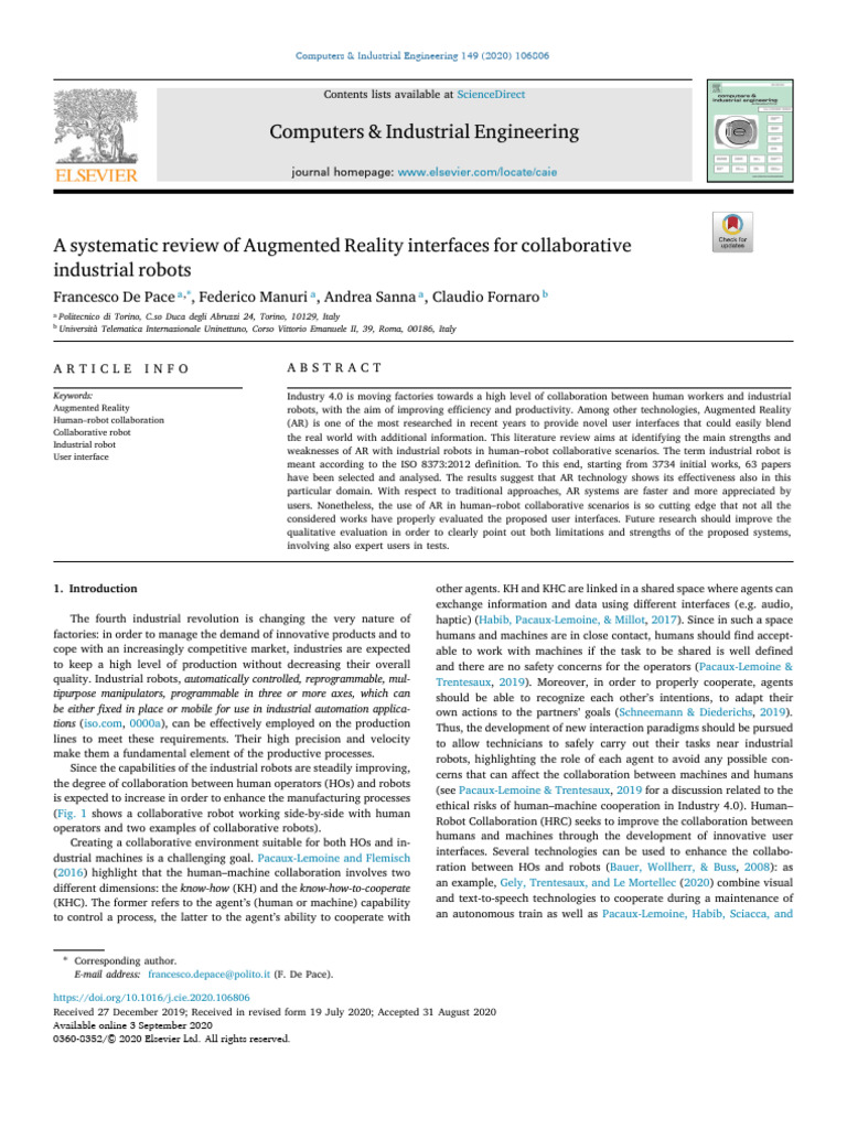 1 s2.0 S0360835220305118 Main | PDF | Augmented Reality | Robot