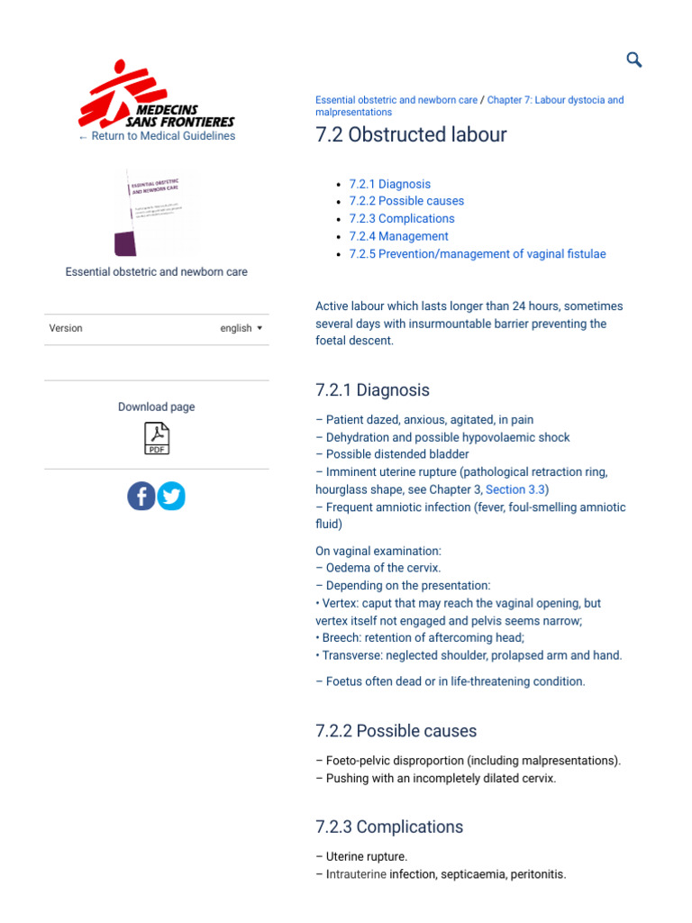 Obstructed Labour Essential Obstetric And Newborn Care Pdf