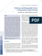 Impact of Risk Tolerance and Demographic Factors On Financial Investment Decision Mitali Baruah, Abhishek Kiritkumar Parikh