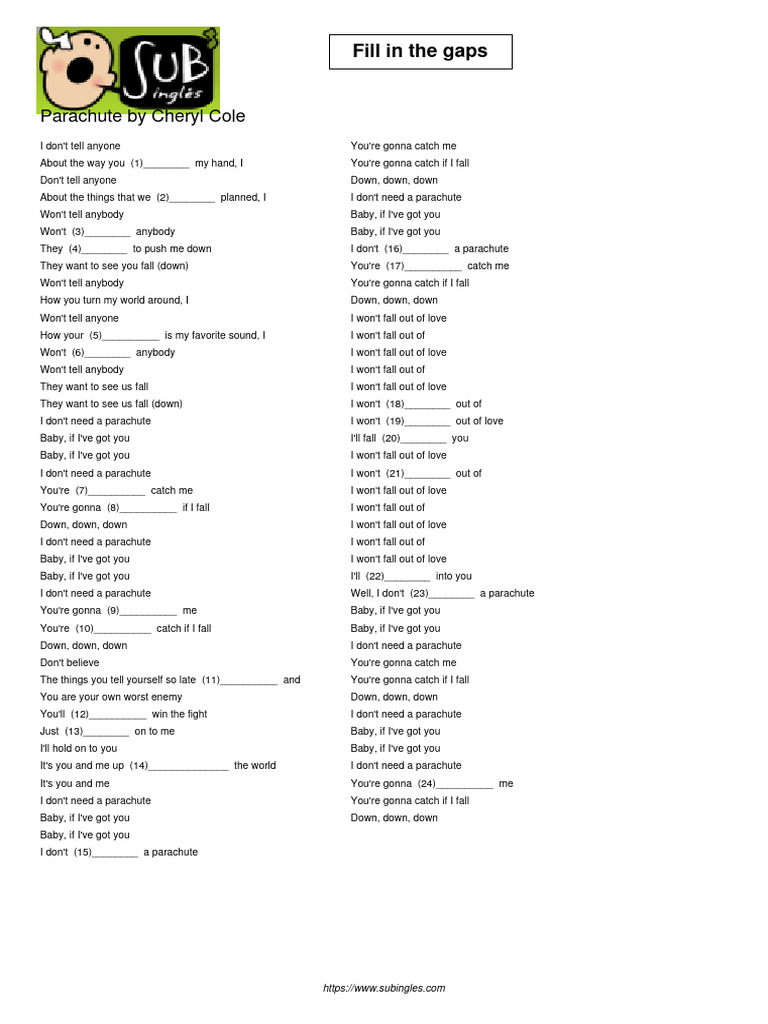 Parachute lyrics PDF Recorded Music