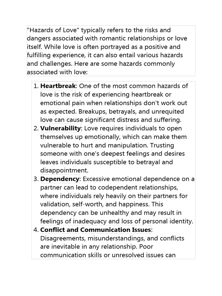 Hazards of Love: Risks in Relationships | PDF