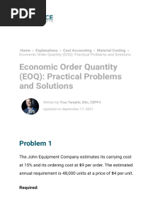 Economic Order Quantity (EOQ) - Practical Problems and Solutions