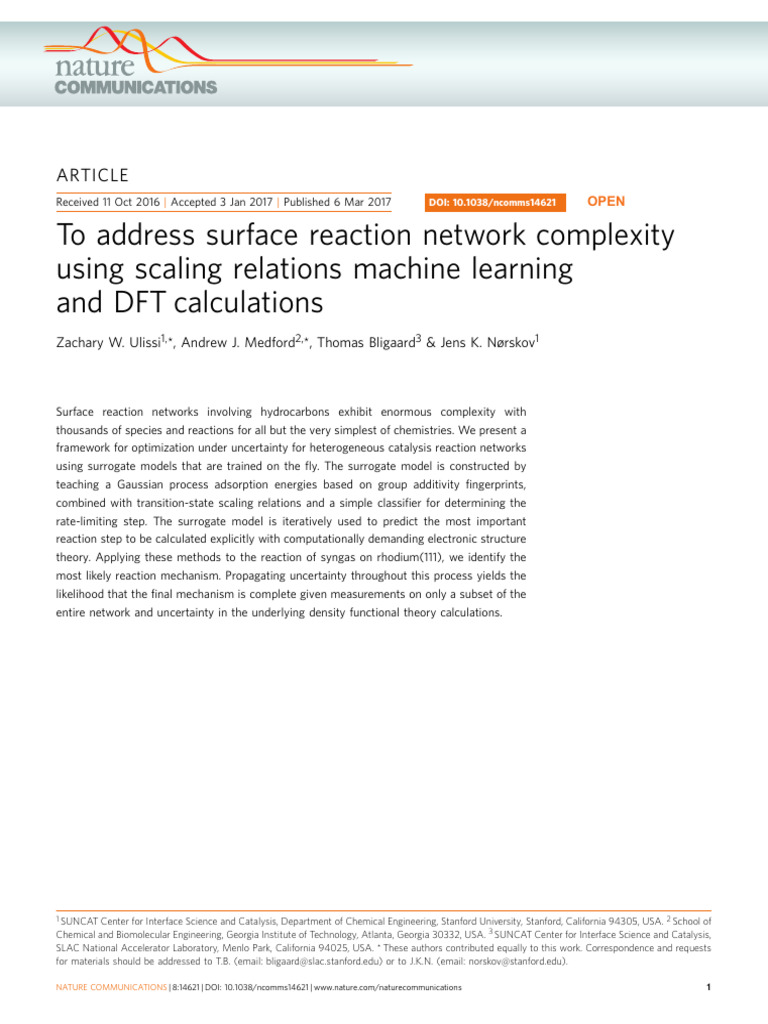 Optimizing Catalysis with Machine Learning | PDF | Chemical Reactions ...