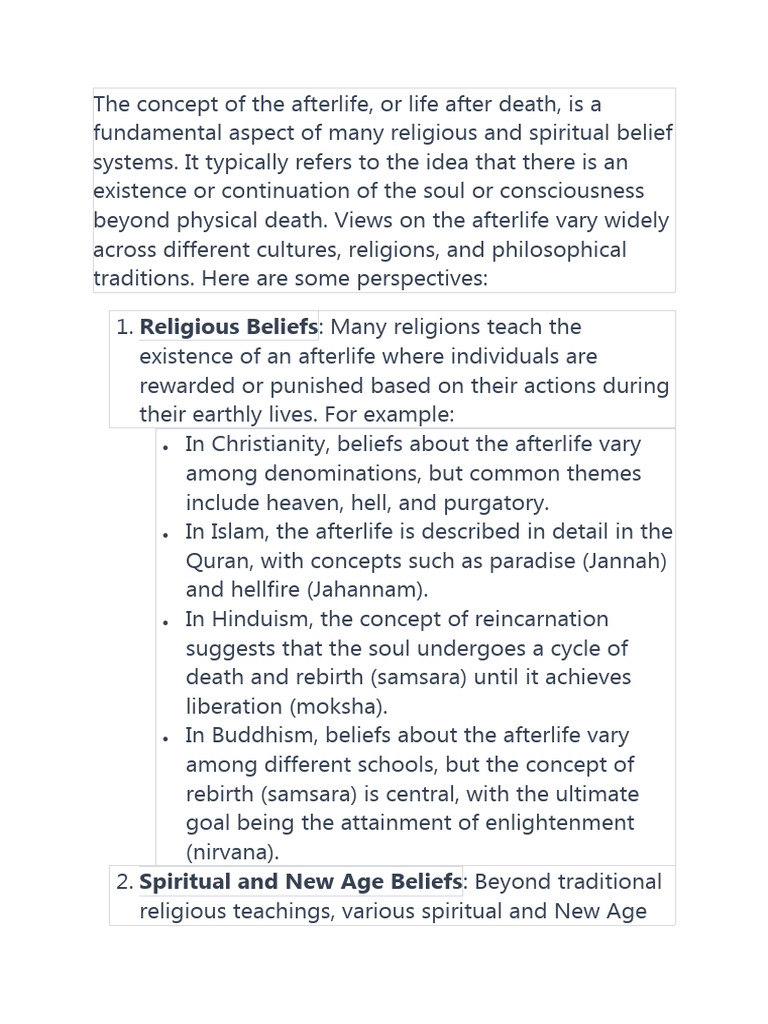 Afterlife Beliefs Across Cultures | PDF