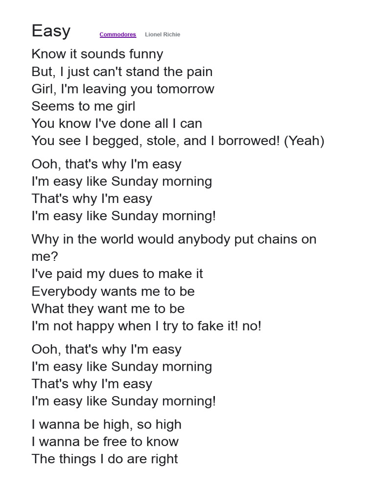 Easy Lionel Richie PDF