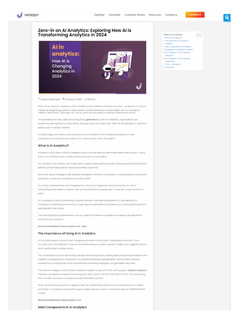 AI Analytics Exploring How AI Is Transforming Analytics | PDF
