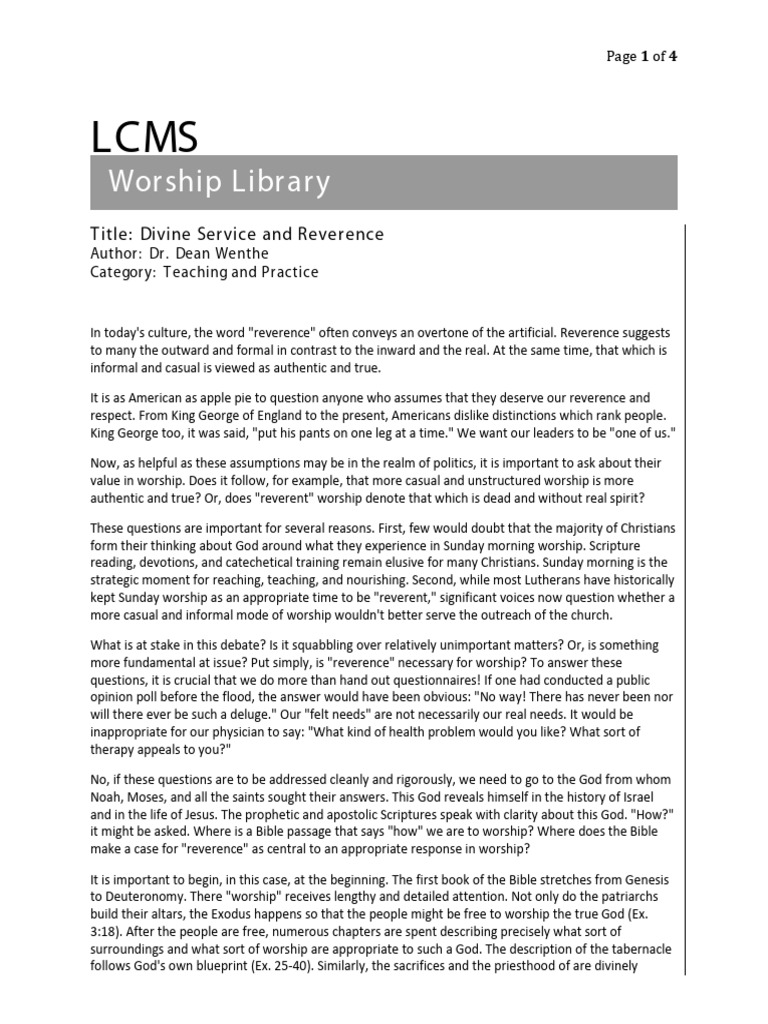 LCMS Worship Divine Service and Reverence | Download Free PDF | Prayer ...