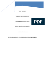 La Psicología Educativa y Su Importancia en El Ámbito Pedagógico.