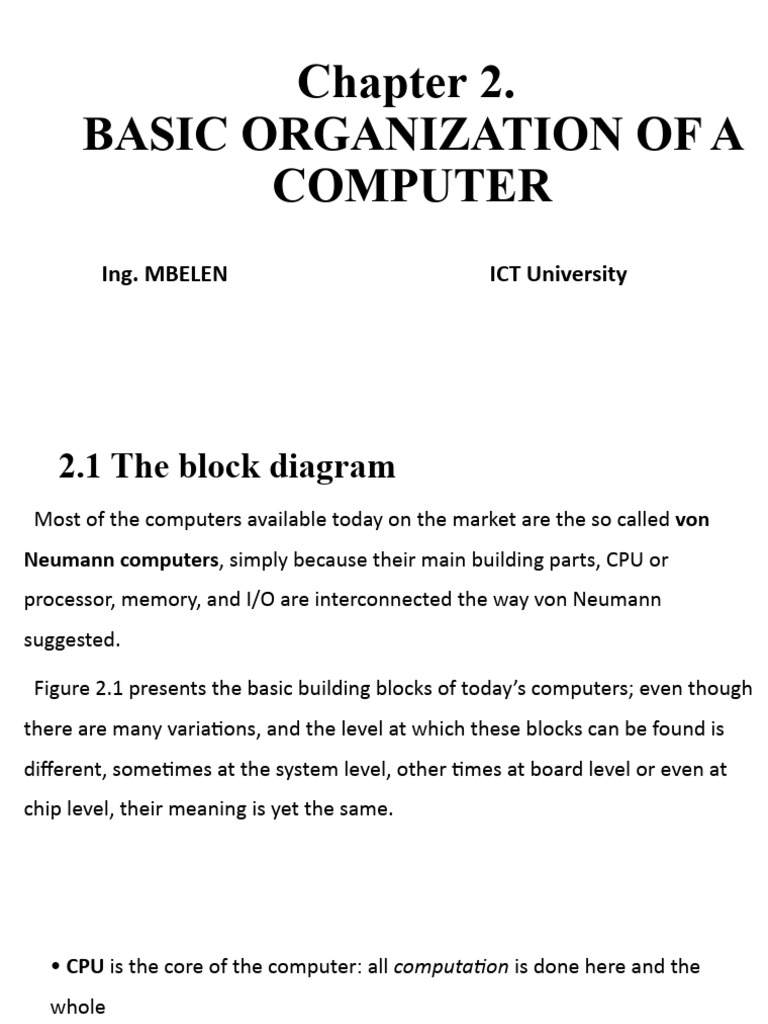 Chapter 2. Basic Organization of A Computer | PDF | Central Processing ...