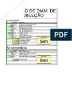 Cálculo Diam Tubulação Linha de Ar e Água