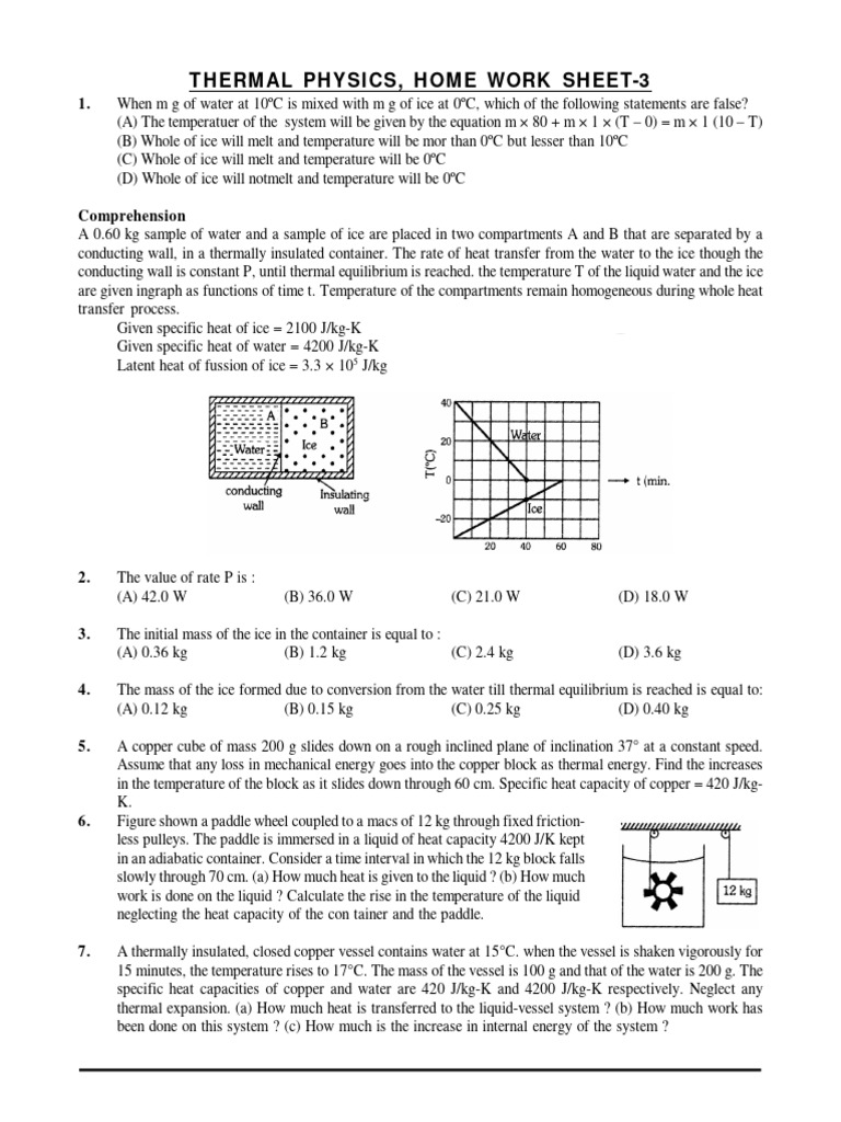 THERMODYNAMICS PHYSICS WORKSHEET visual data 2