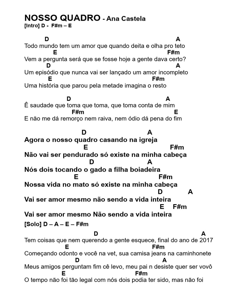 Letra da Música "Nosso Quadro" | PDF