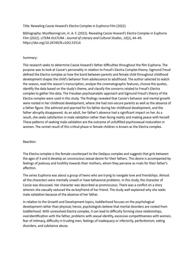 Electra Complex PDF Sigmund Freud Human Development