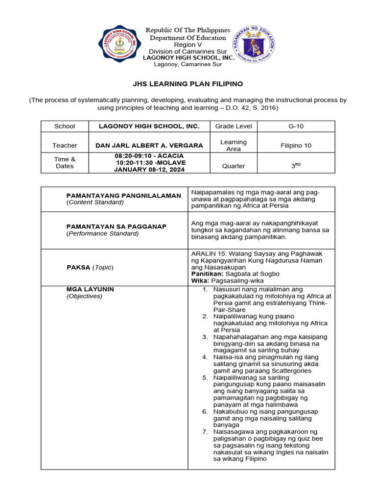 Learning Plan | PDF