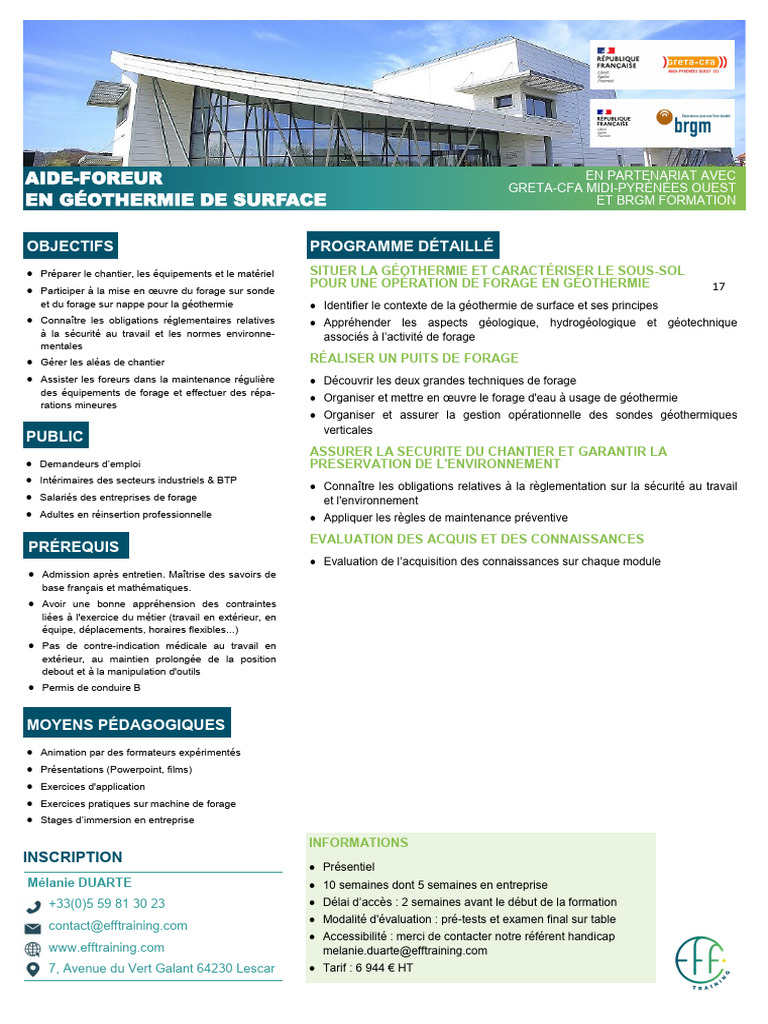 Formation Aide-Foreur en Géothermie | PDF | Énergie géothermique