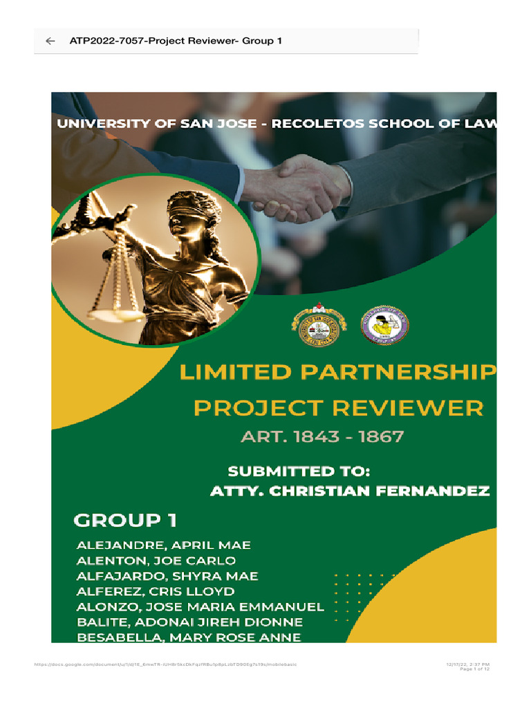 ATP2022 7057 Project Reviewer Group 1 | PDF | Limited Partnership ...