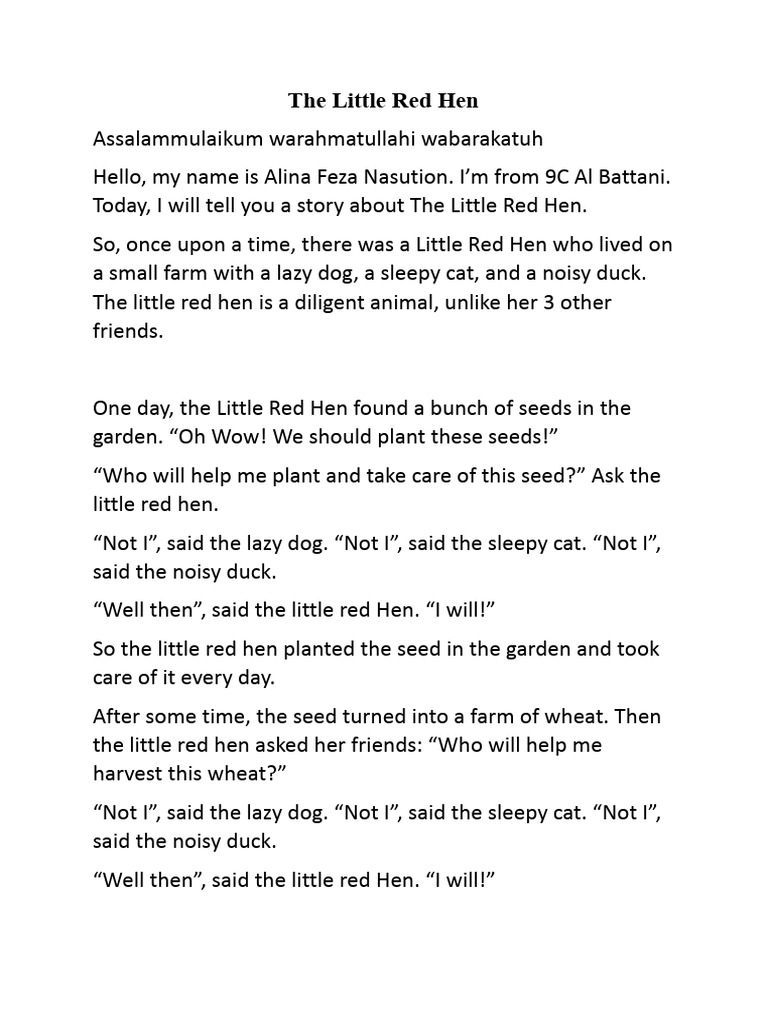 The Little Red Hen: A Moral Story | PDF