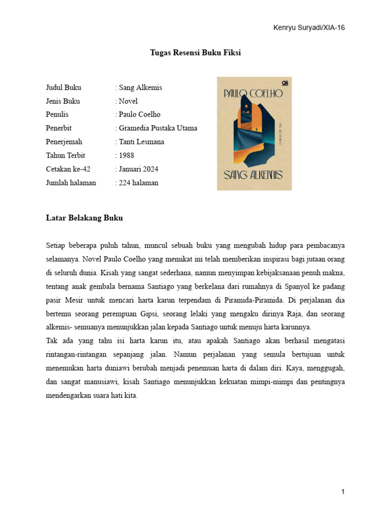 Resensi Novel Sang Alkemis oleh Coelho | PDF