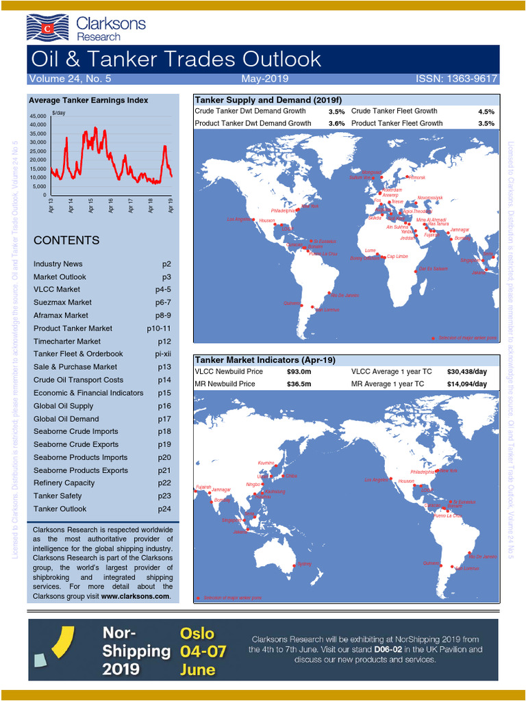CLARKSONS Oil&Tanker Trades Outlook 2019 | PDF | Barrel (Unit) | Oil Tanker