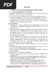History Shorte Note For Grade 10 (Unit Two)