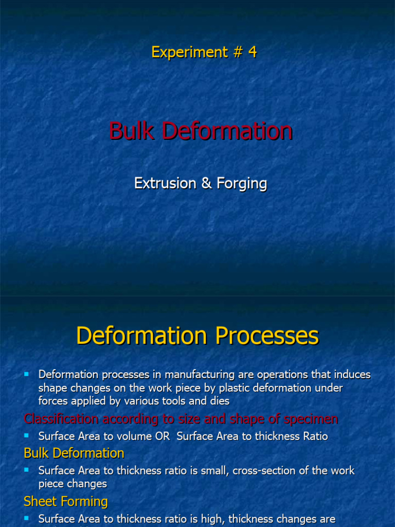 Bulk Deformation in Manufacturing Processes | PDF | Forging | Extrusion