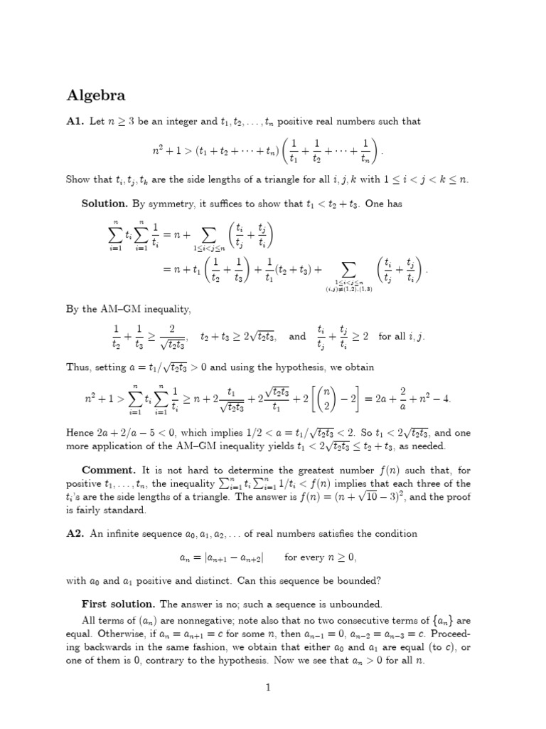 Triangle Inequality and Sequence Bounds in Algebra | PDF | Mathematical ...