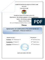 Thème: Optimisation de La Fabrication D'un Yaourt Ferme en Valorisant Pistacia Lentiscus