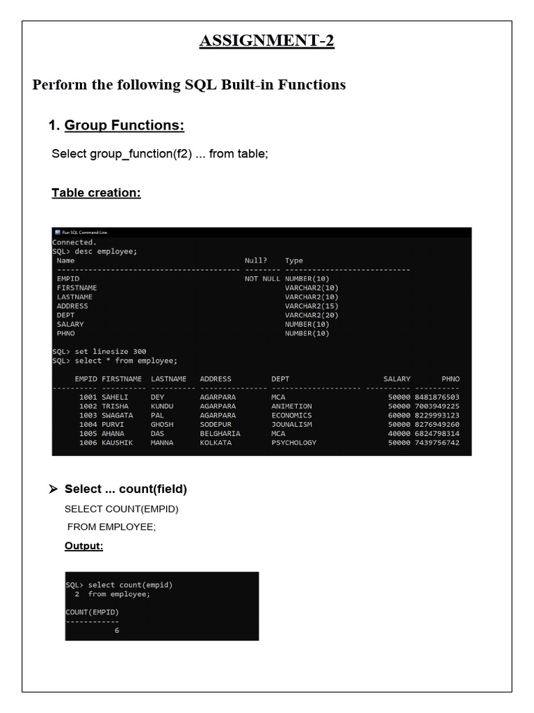 SQL Assignment | PDF