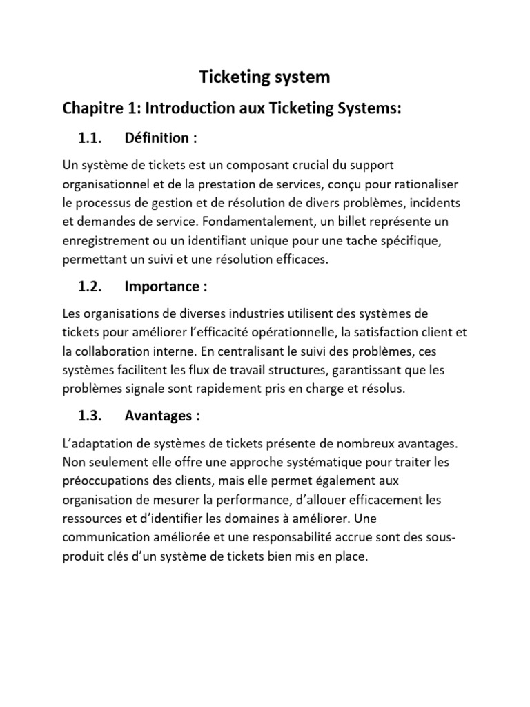 Système de Ticket: Définition et Avantages | PDF