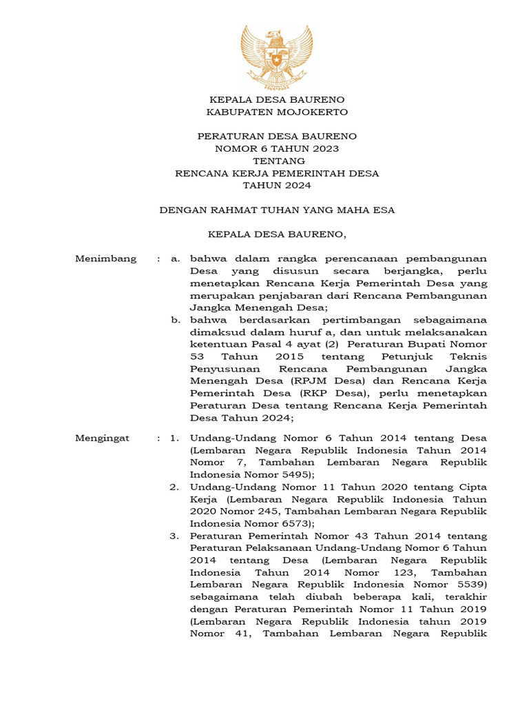 Perdes Rkp Desa Ta 2024 Pdf