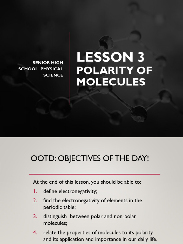 Lesson 3: Polarity of Molecules | PDF