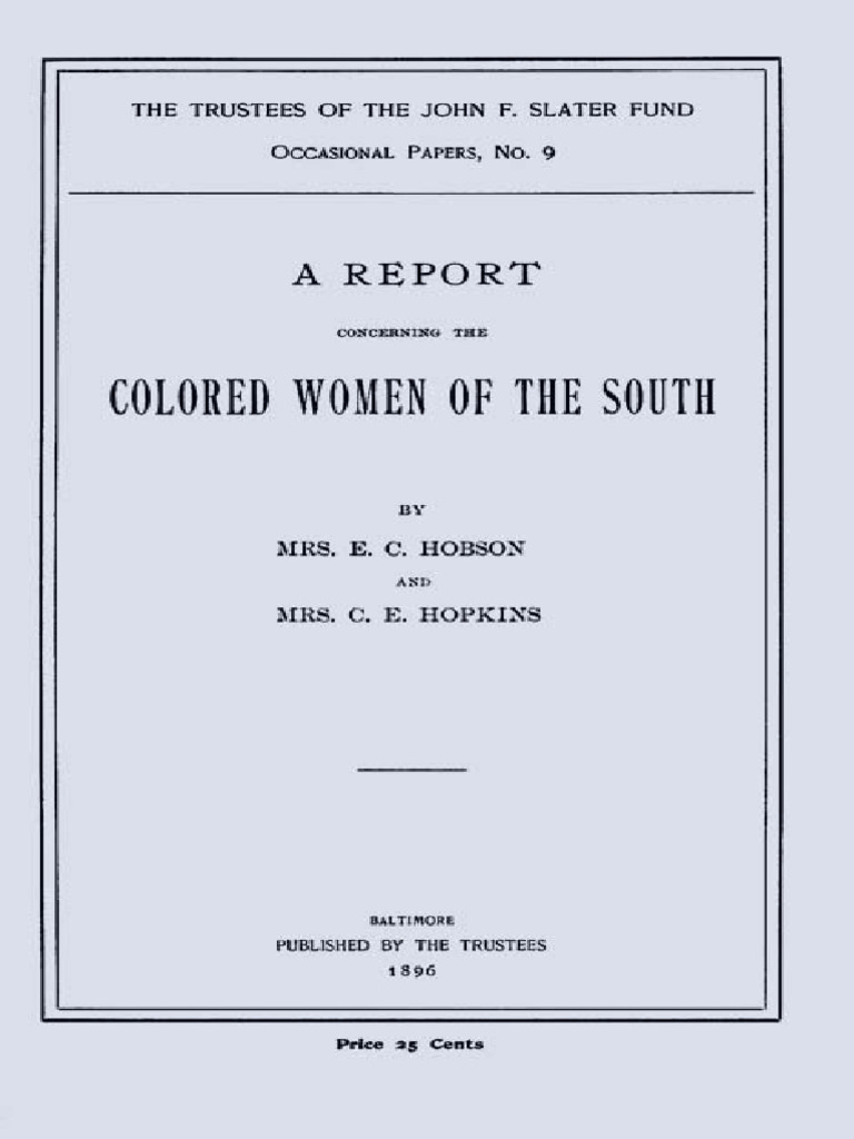 A Report Concerning The Colored Women of The South | PDF | Project ...