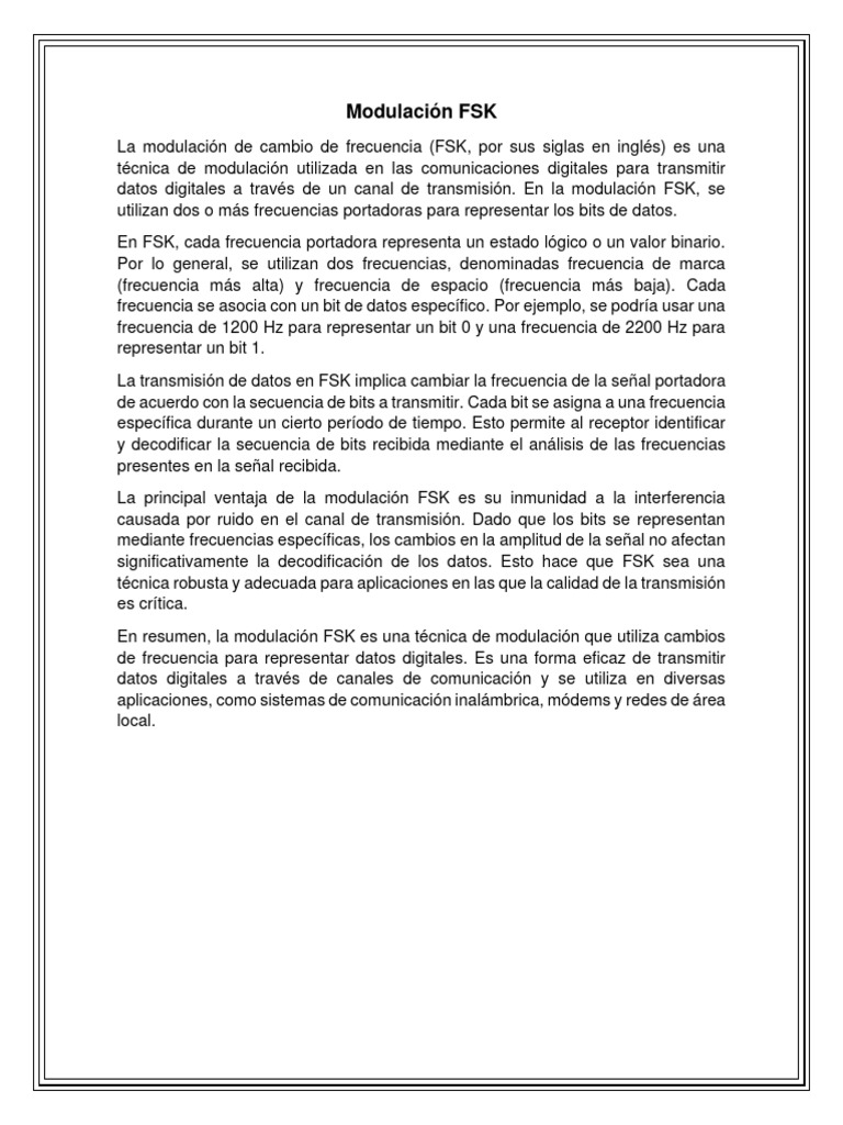 Técnicas de Modulación FSK y Variantes | PDF | Modulación | Ingeniería ...