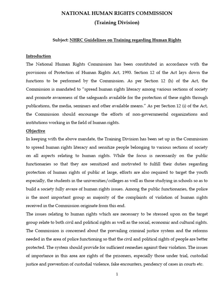 Human Rights Training Guidelines | PDF | Women's Rights ...