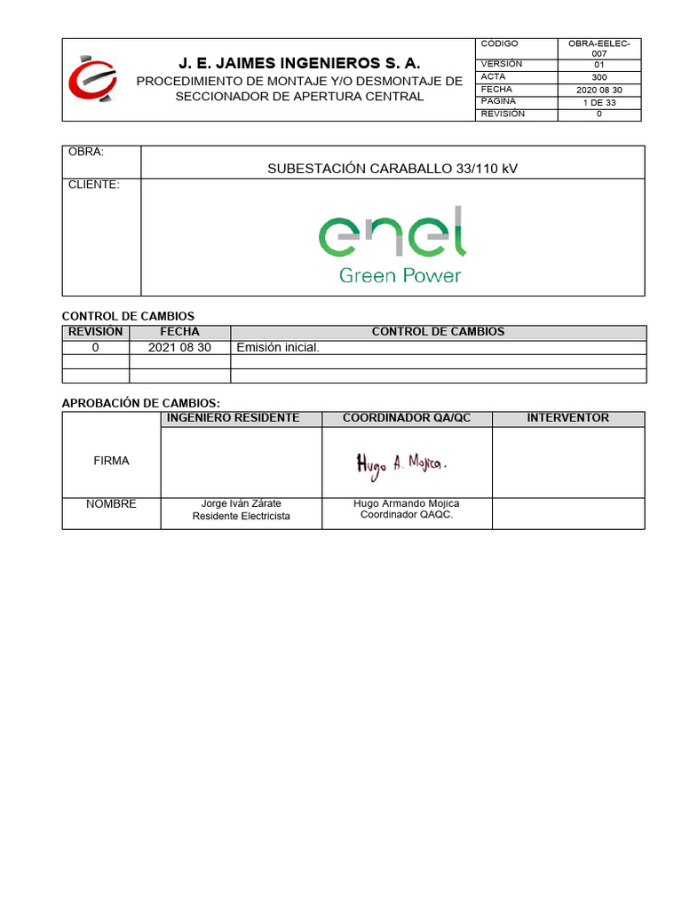 GRE - EEC.G.99.CO.P.10036.50.155.00 - Procedimiento Montaje Seccionador ...