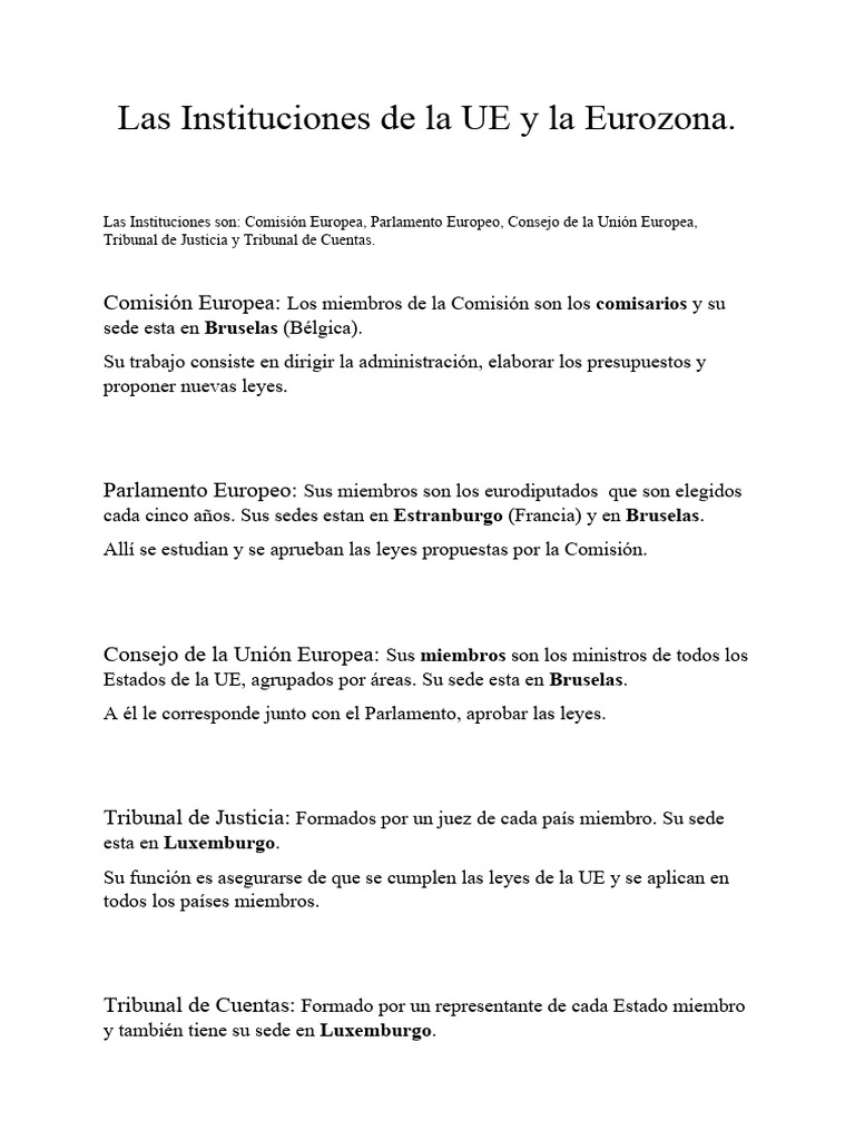 Instituciones y sedes de la UE | PDF