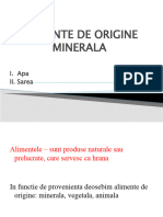 Alimente de Origine Minerala: I. Apa II. Sarea