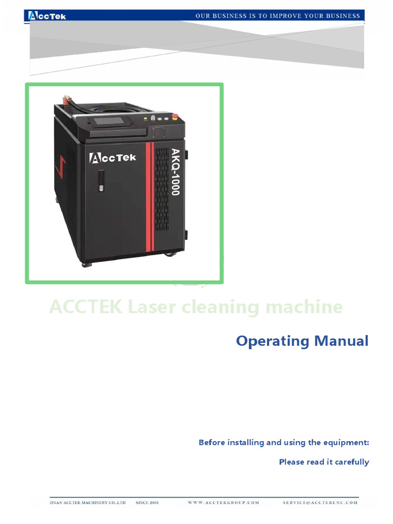 ACCTEK Laser Cleaning Machine Manual | PDF | Laser | Optical Fiber