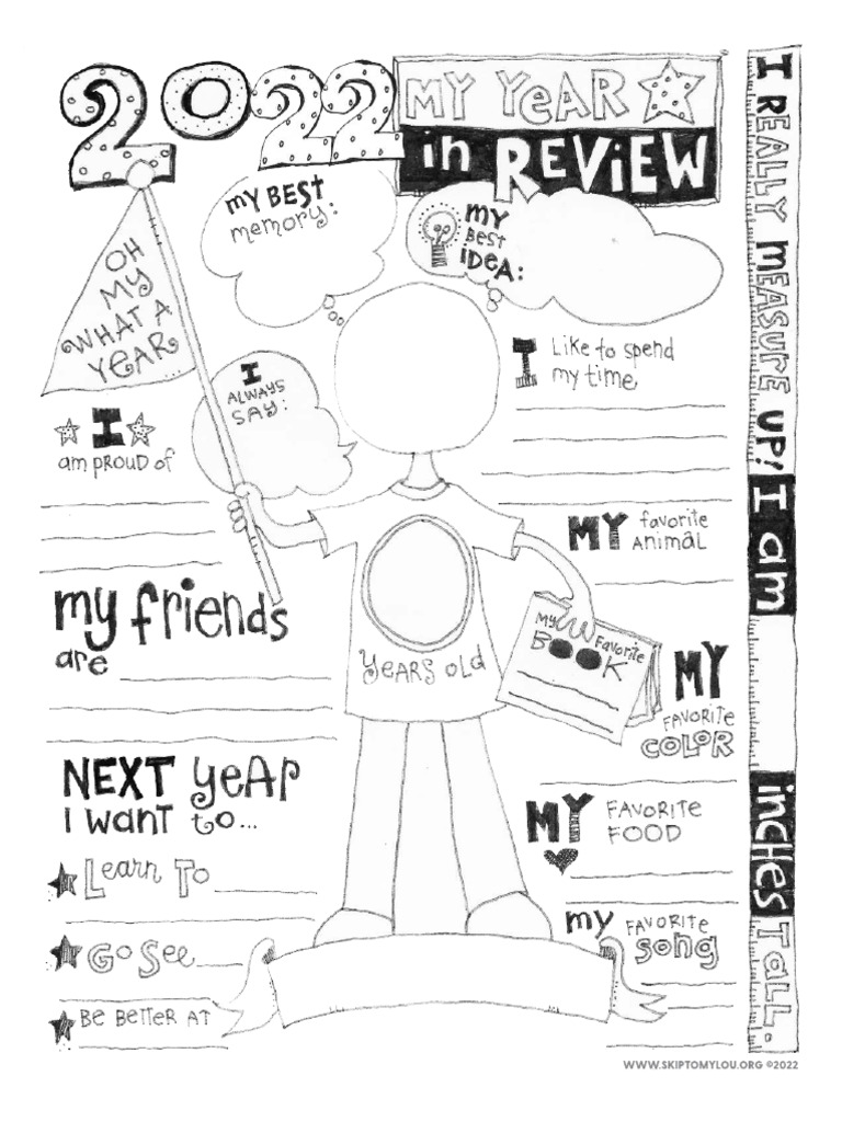 2022 Year in Review Coloring Page | PDF