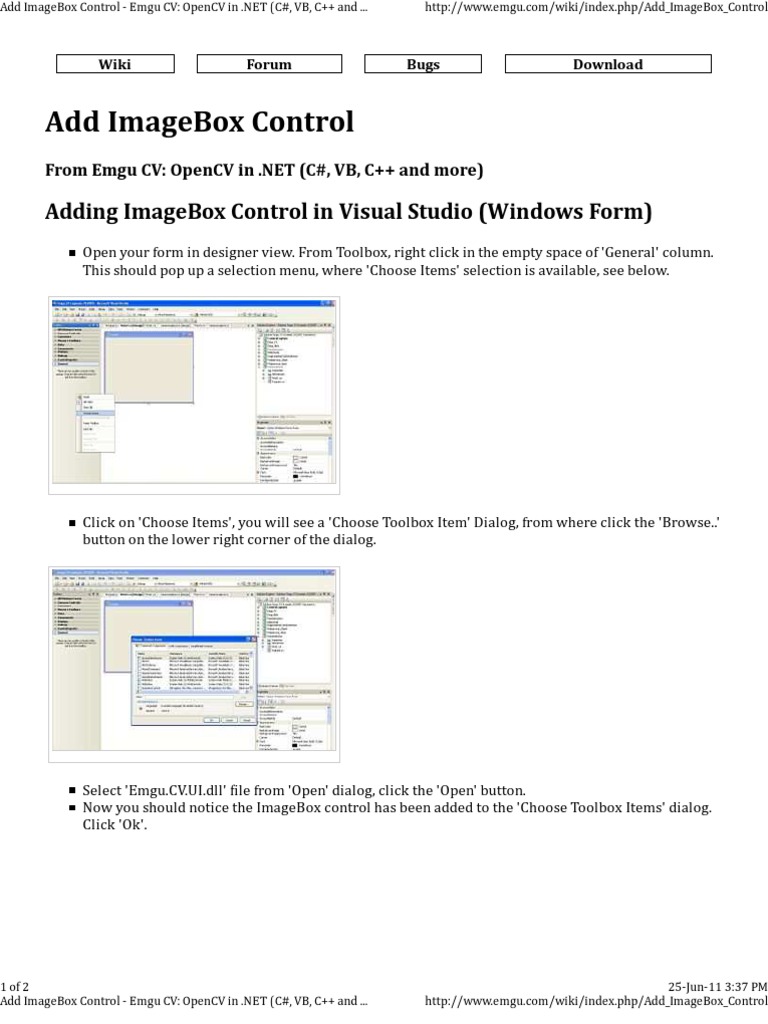 Adding ImageBox Control in Emgu CV | PDF | Computers
