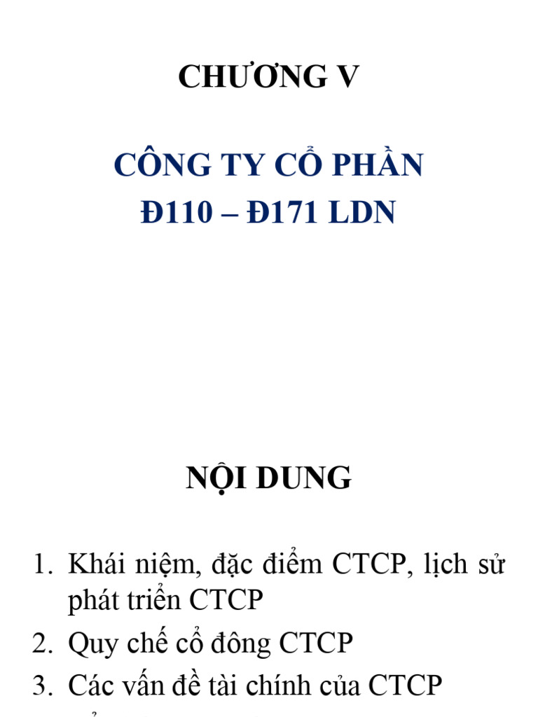 Chuong 5 - Cong Ty Co Phan | PDF