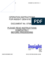 Operation Instructions For Insight Gem 610C-001 DOCUMENT No. 070907 Please Read Instructions Completely Before Proceeding