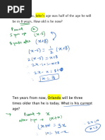 Solving Algebra Age Problems | PDF | Algebra | Equations